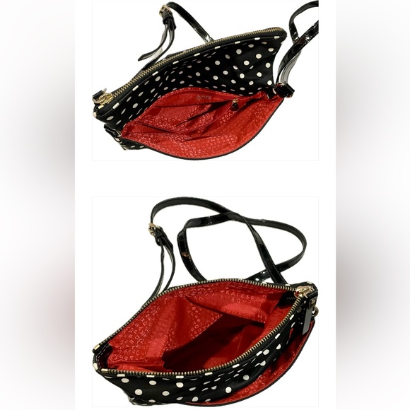 KATE SPADE♠️ York Aleah Polka Dot Crossbody Handbag Black/white size9x10 Ex cond - Picture 11 of 14